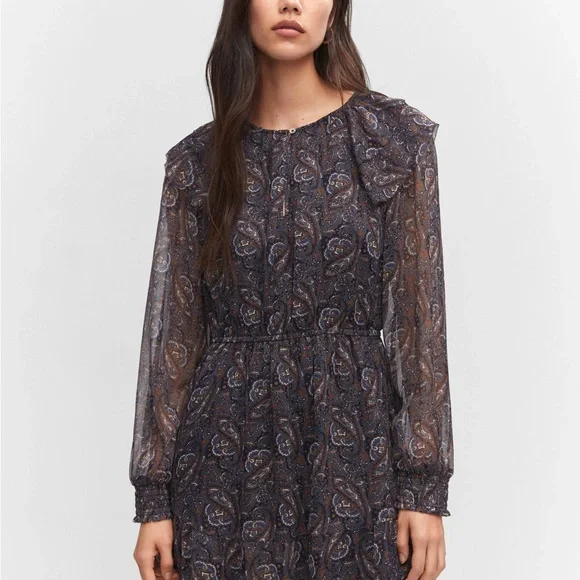 Mango | Dresses | Mango Black Ruffled Tiered Long Sleeve Dress | Poshmark